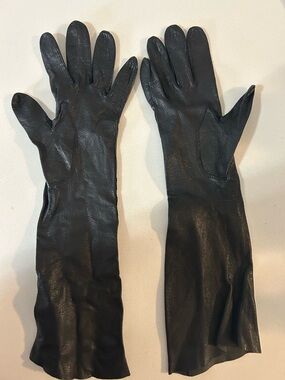 Long Black Leather Opera Gloves
